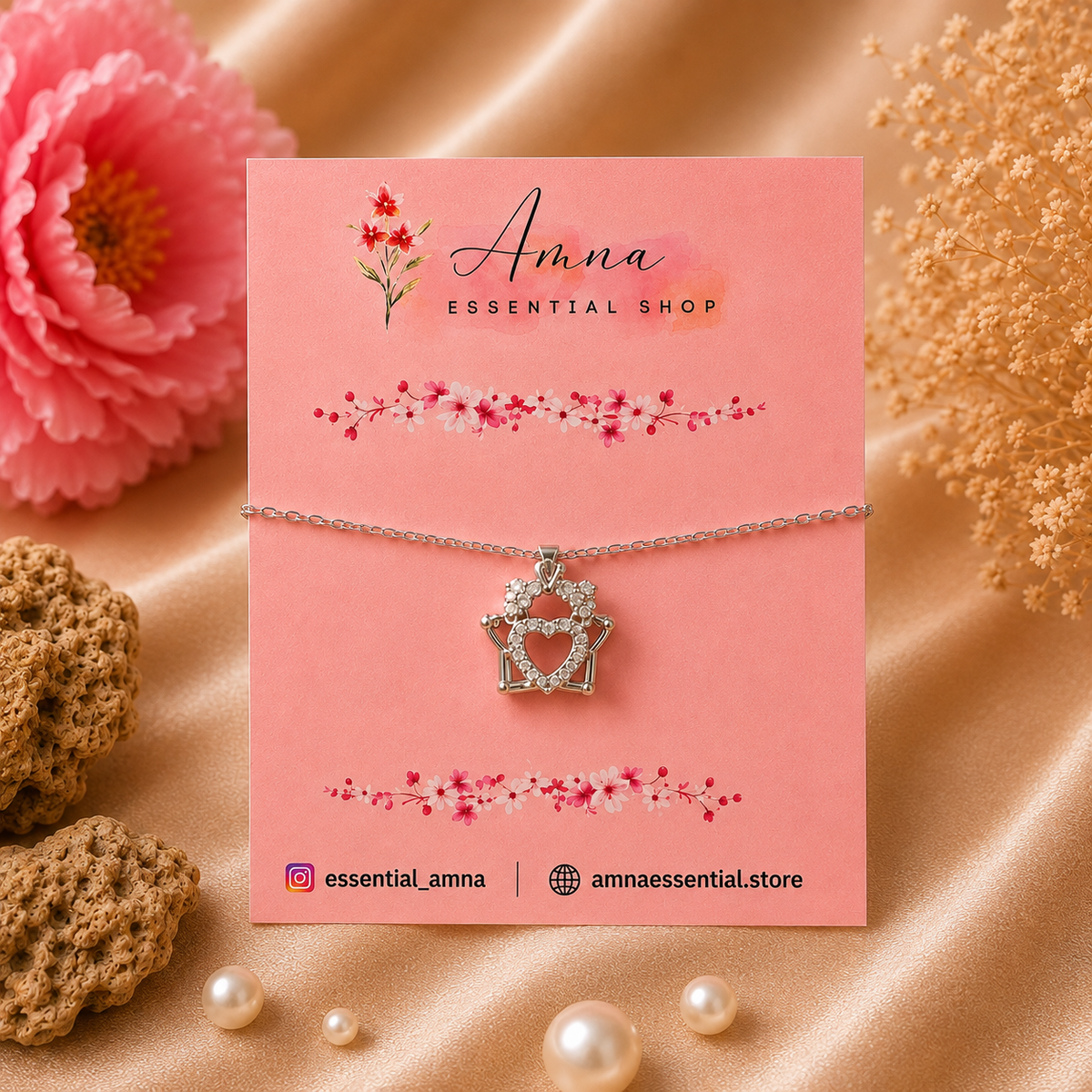 Royal Heart Crown Necklace