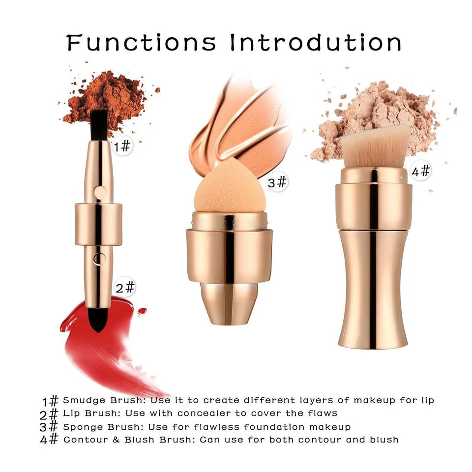 Max Factor x 4 in 1 makeup brush Set Portable Mini Travel Makeup Brushes