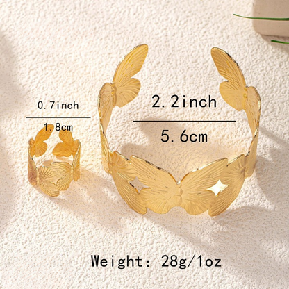 Stylish Alloy Hand Cuff Ring Set – Adjustable Fashion Jewelry for Women in Silver & Golden
