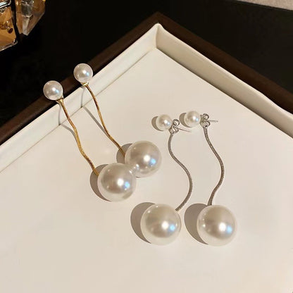 Elegant Pearl Hanging Korean Earrings