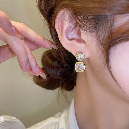 Zircon Crystal Earrings - Golden
