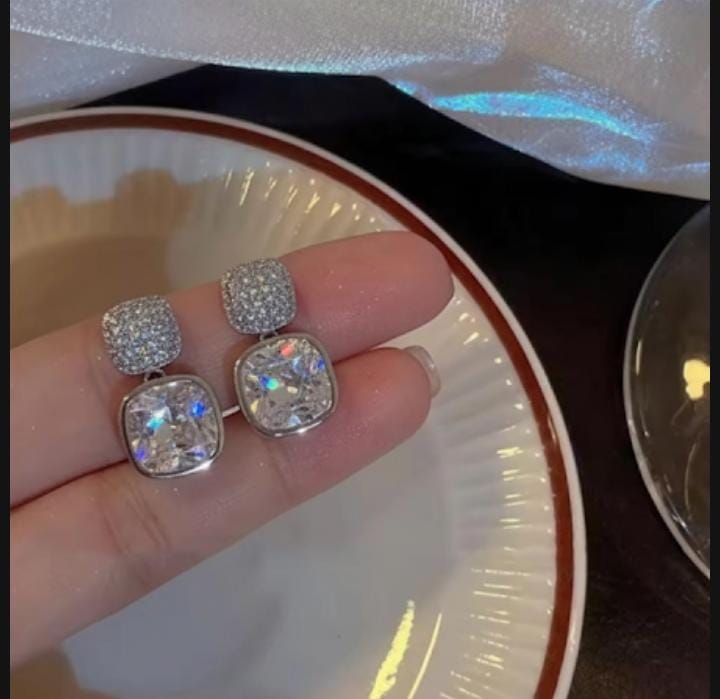 Zircon Crystal Earrings - Golden