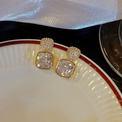 Zircon Crystal Earrings - Golden