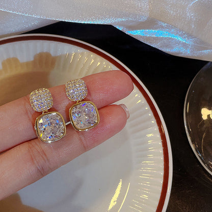 Zircon Crystal Earrings - Golden
