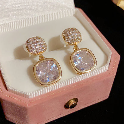 Zircon Crystal Earrings - Golden