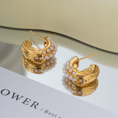 Pearl Bali – Elegant Korean Style Earrings-Golden