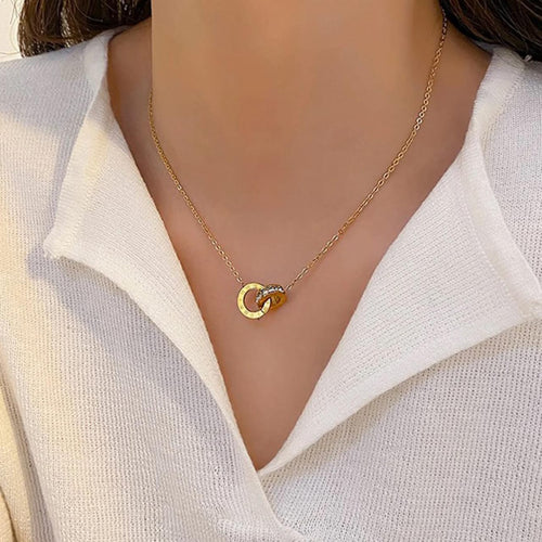 Roman Circle Stainless Steel Necklace – Elegant Jewellery, Stylish Accessory for Women