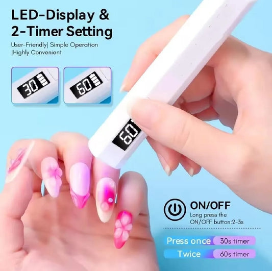 UV Light for Gel Nails – Handheld Mini Flash Cure Lamp |Portable| Rechargeable USB LED/UV Nail Light with LCD Display