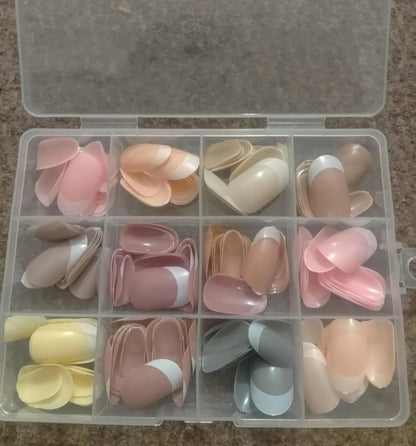144 Pcs Multicolor False Nails Box Stylish-With Nail Glue