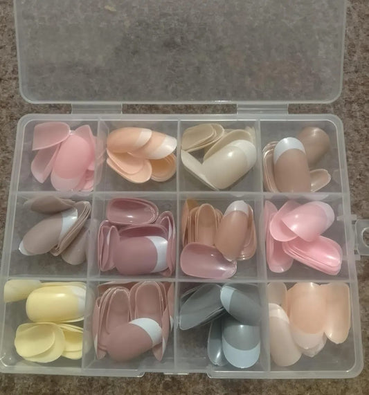 144 Pcs Multicolor False Nails Box Stylish-With Nail Glue