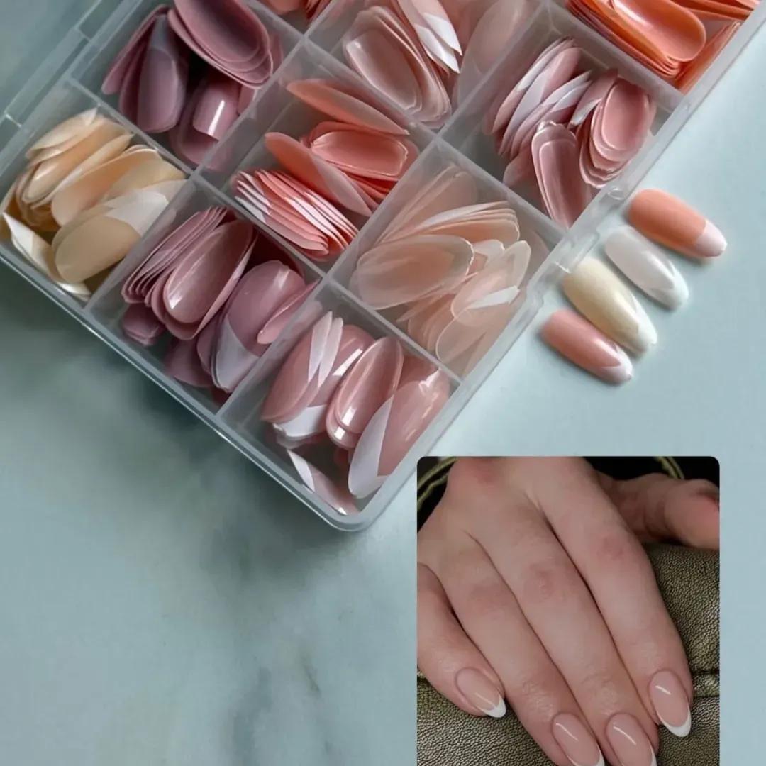 144 Pcs Multicolor False Nails Box Stylish-With Nail Glue