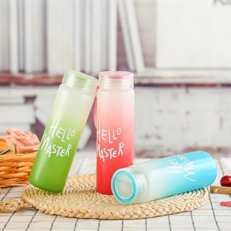 Hello Master 480ml Frosted Glass Water Bottle -Proof Portable