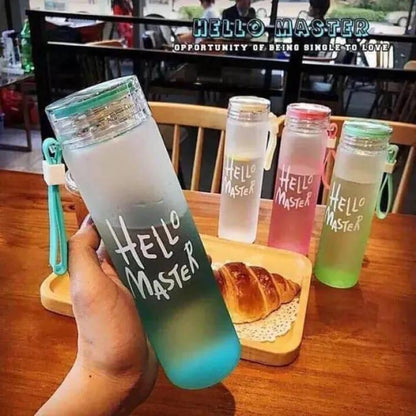 Hello Master 480ml Frosted Glass Water Bottle -Proof Portable