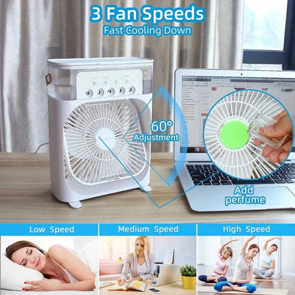10-Inch – Portable Mist Cooling Fan with LED Light
