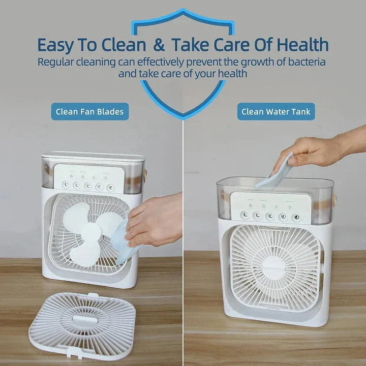 10-Inch – Portable Mist Cooling Fan with LED Light