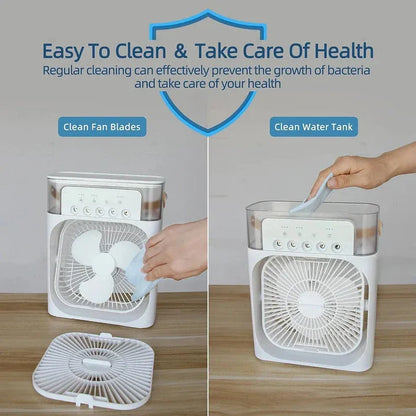 10-Inch – Portable Mist Cooling Fan with LED Light