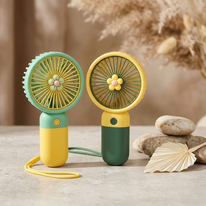 3 Speed Rechargeable Hand Fan with (Random colors)