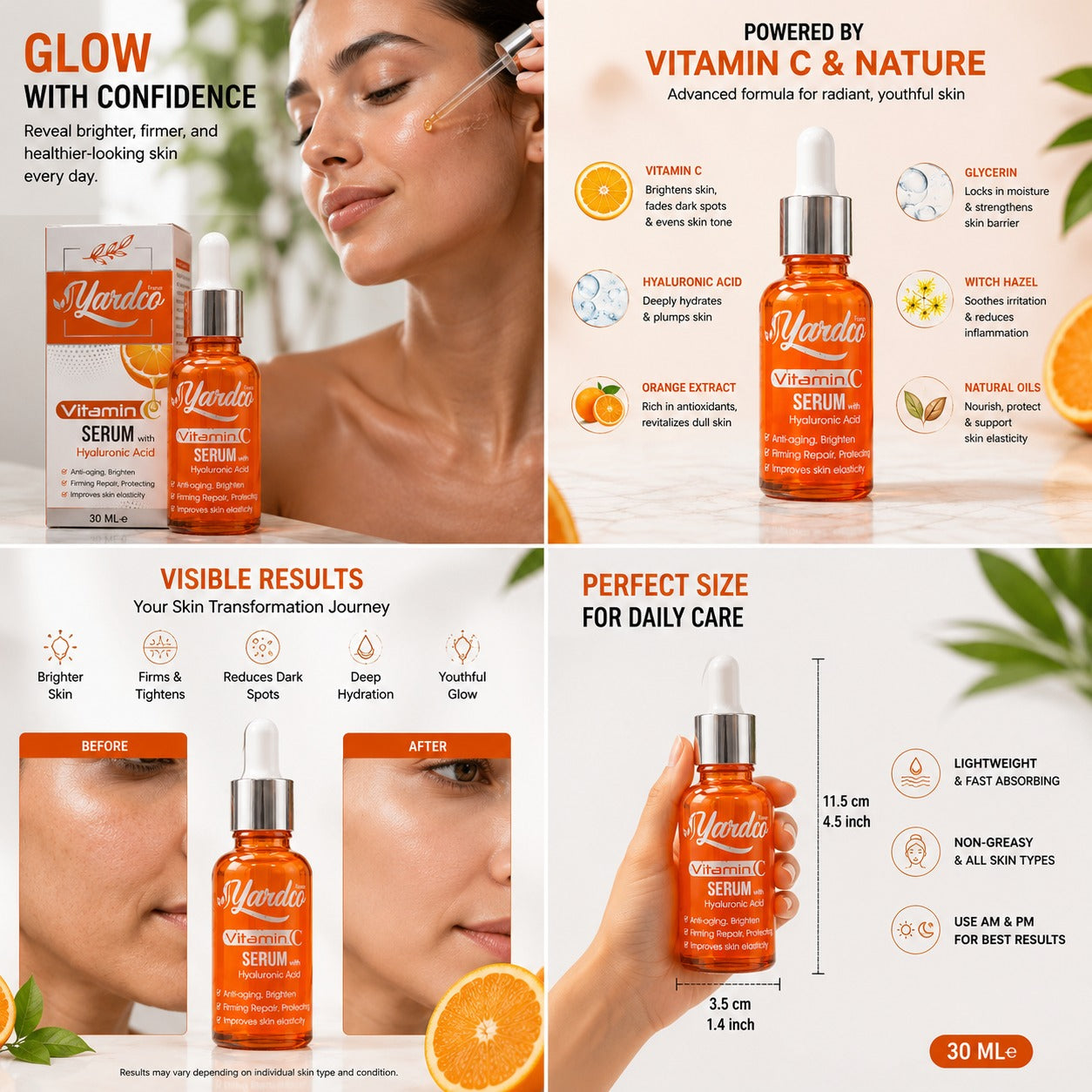 Yardco Vitamin C Face Serum With Hyaluronic Acid Anti Aging