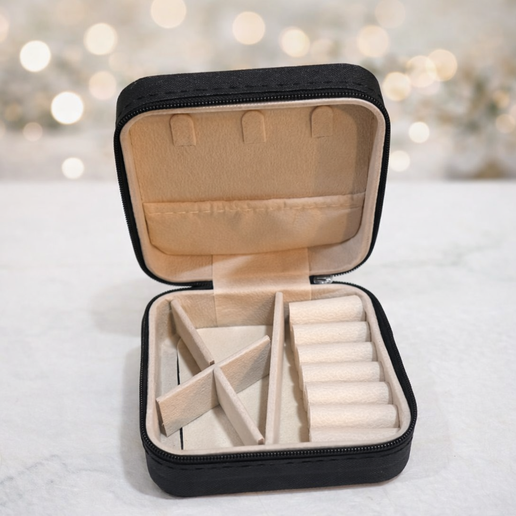 Portable Mini Travel Jewelry Box - Compact PU Leather Case
