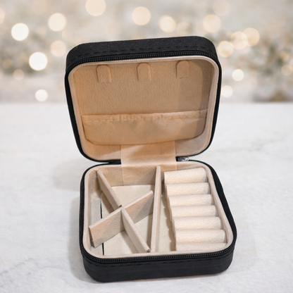 Portable Mini Travel Jewelry Box - Compact PU Leather Case