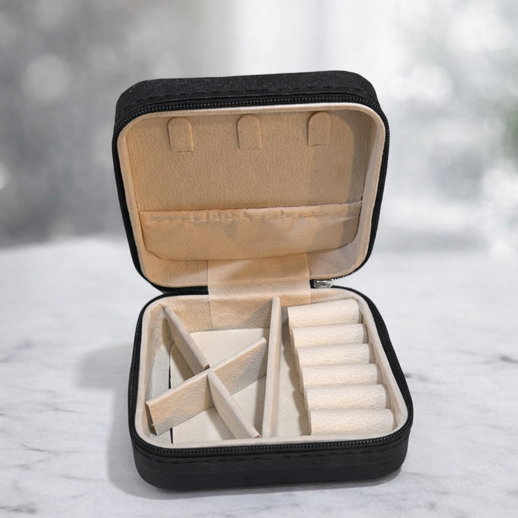 Portable Mini Travel Jewelry Box - Compact PU Leather Case