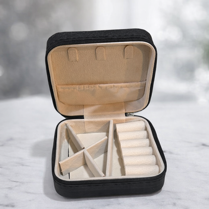 Portable Mini Travel Jewelry Box - Compact PU Leather Case