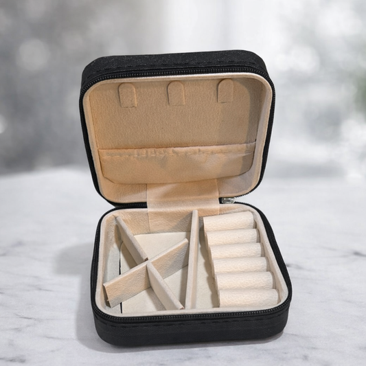 Portable Mini Travel Jewelry Box - Compact PU Leather Case