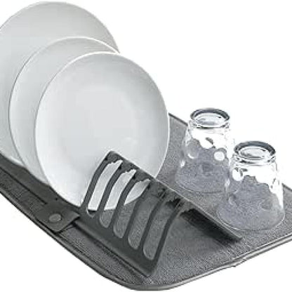 New Dish Drying Rack With Absorbent Microfiber Mat
