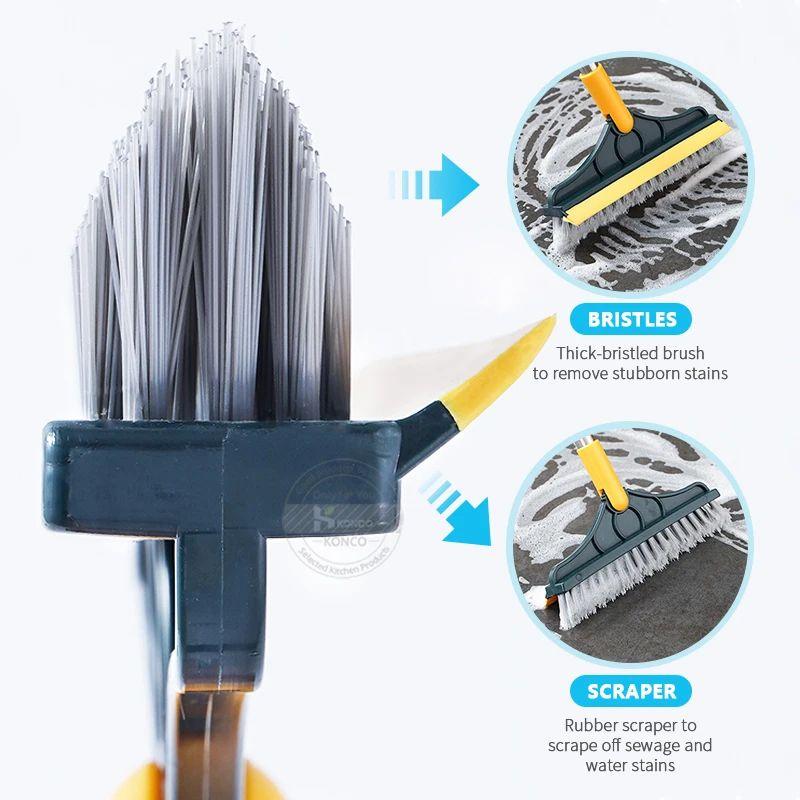 Floor Scrub Brush 2 In 1 Cleaning Brush Long Handle Removable Wiper Magic Broom Brush
