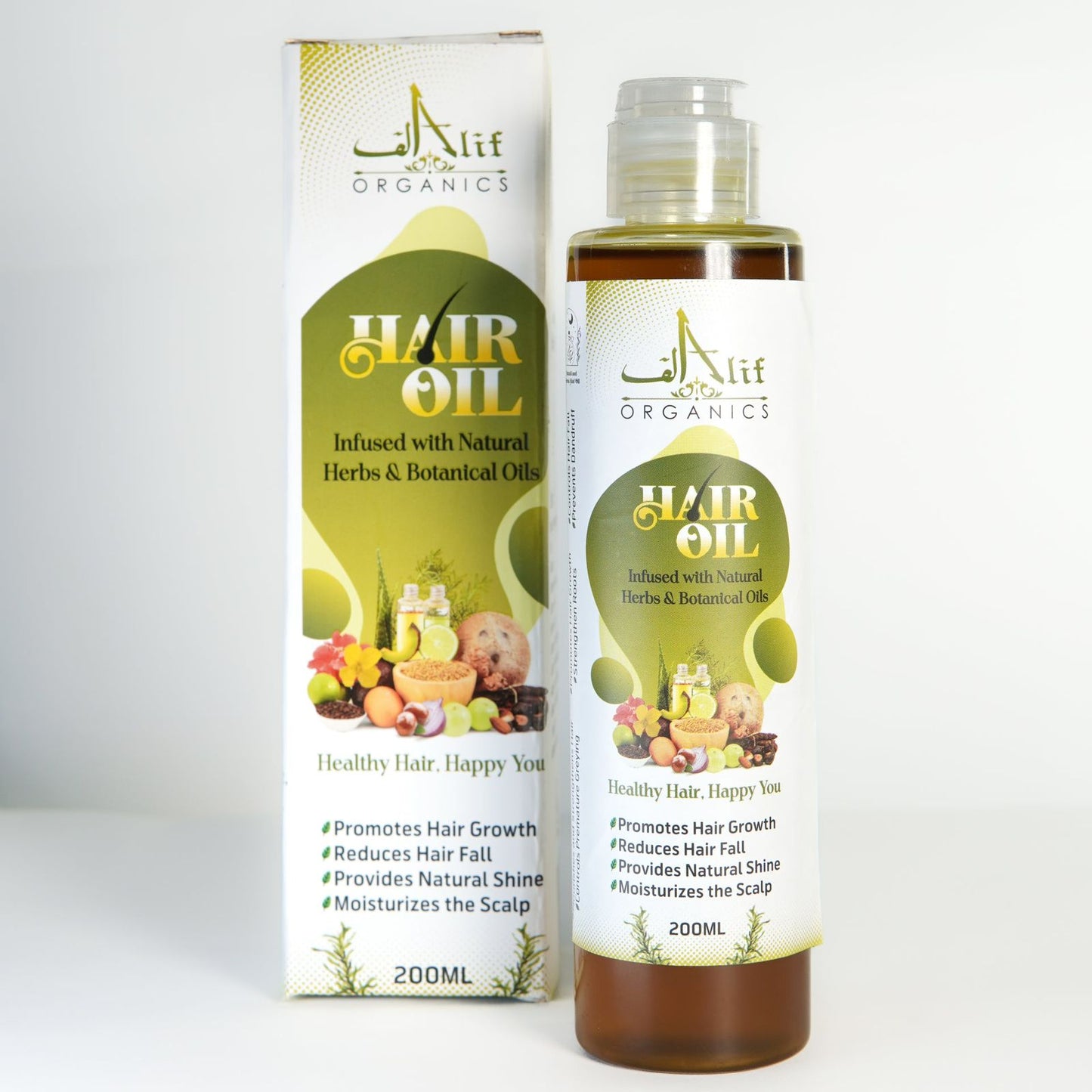 Alif Organics Natural Hair Oil Promotes Growth & Reduces Hair Fall | 200ML