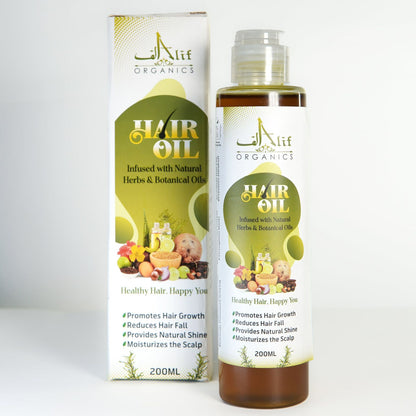 Alif Organics Natural Hair Oil Promotes Growth & Reduces Hair Fall | 200ML