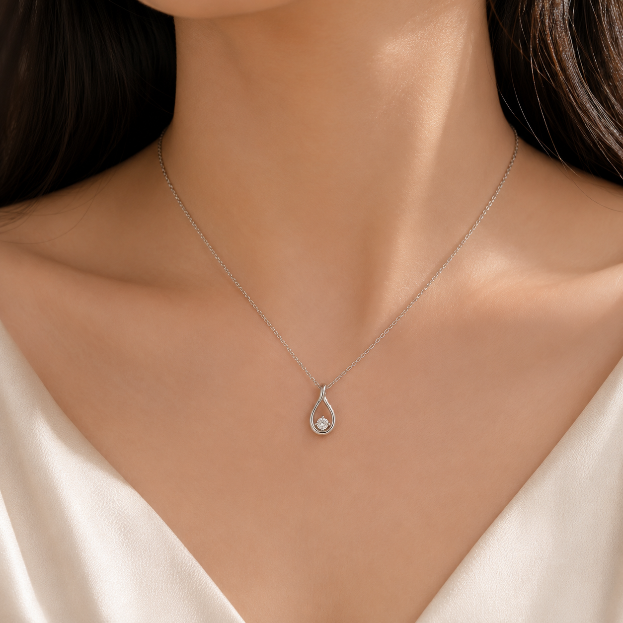 Luna Drop Crystal Pendant Necklace