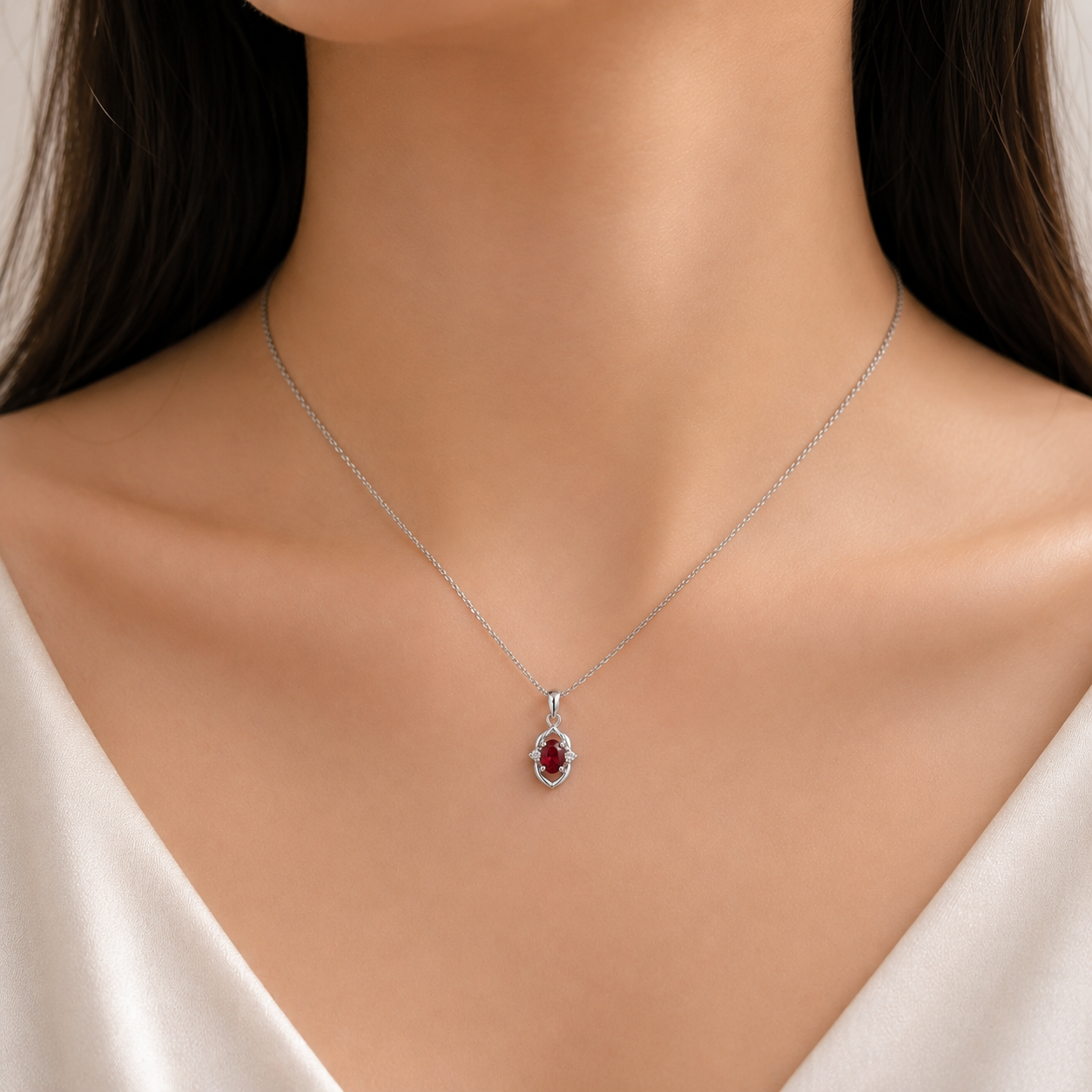 Crimson Elegance Ruby Pendant Necklace