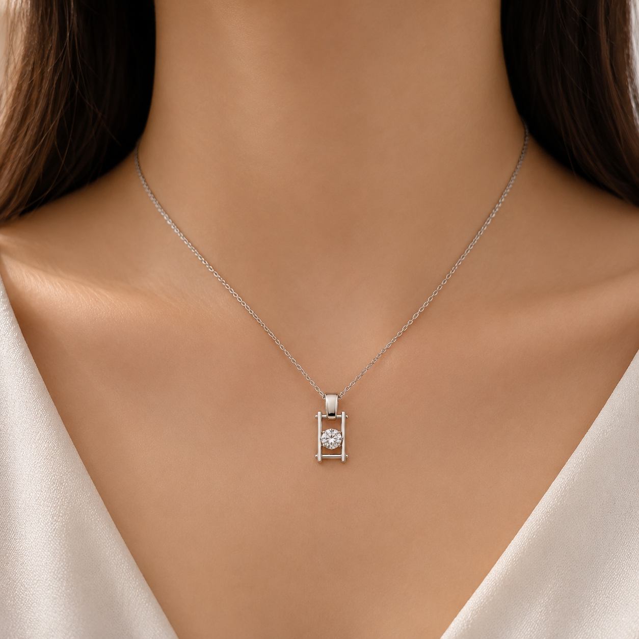 Infinity Frame Solitaire Pendant Necklace