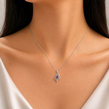 Royal Heart Amethyst Pendant Necklace
