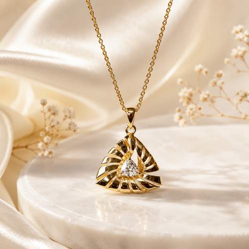 Golden Radiance Necklace | Elegant Gold-Tone Statement Pendant