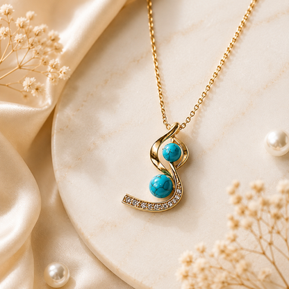 Turquoise Infinity Grace Necklace | Gold-Tone Elegant Pendant