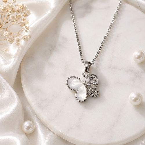 Pearl Butterfly Elegance Necklace