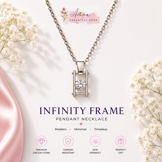 Infinity Frame Solitaire Pendant Necklace