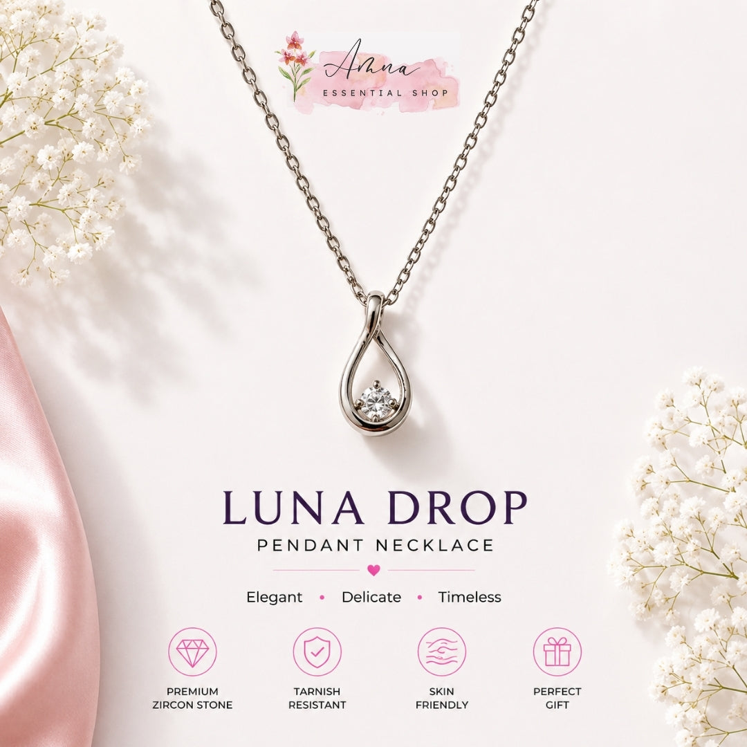 Luna Drop Crystal Pendant Necklace