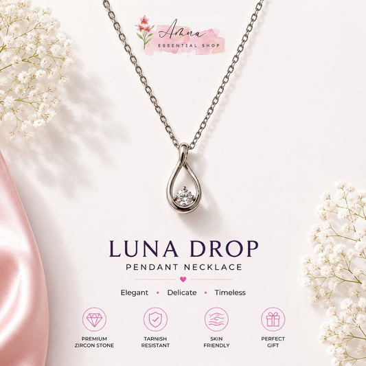 Luna Drop Crystal Pendant Necklace