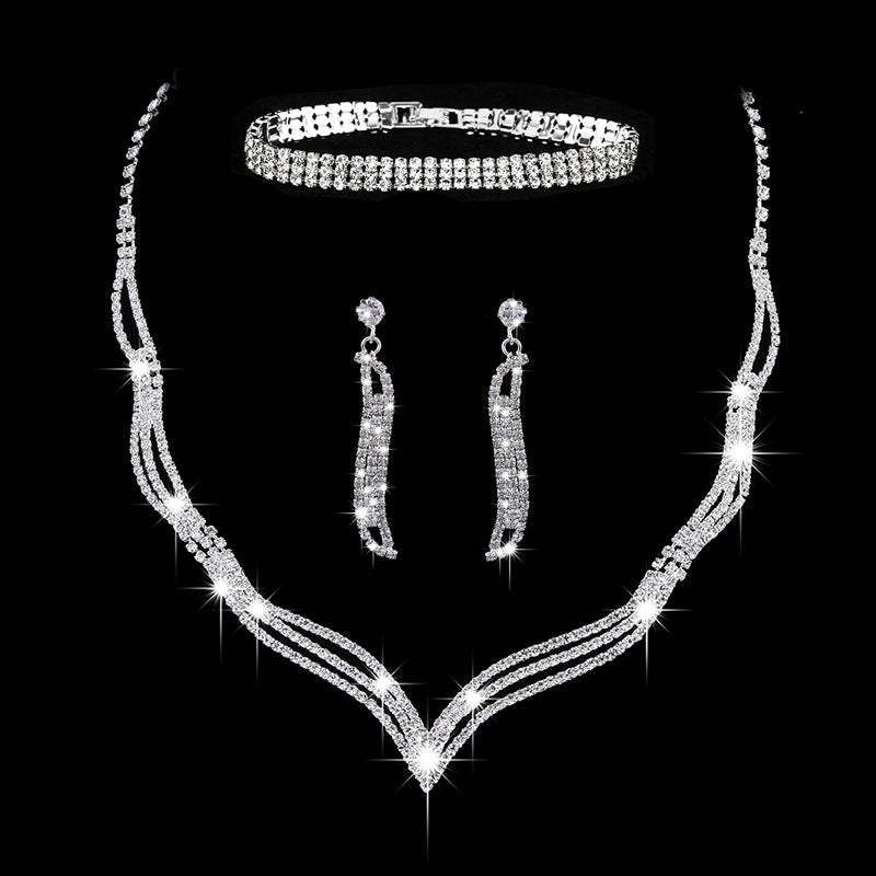 Stunning Rhinestone 3-Piece Jewelry Set for Pakistani Women