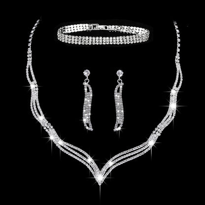 Stunning Rhinestone 3-Piece Jewelry Set for Pakistani Women