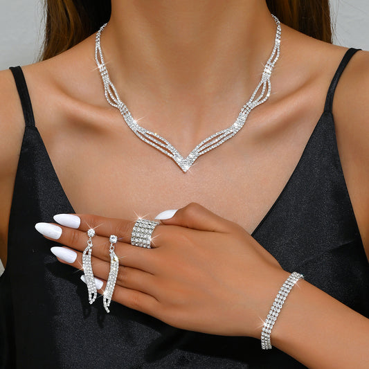 Stunning Rhinestone 3-Piece Jewelry Set for Pakistani Women