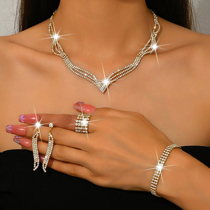 Stunning Rhinestone 3-Piece Jewelry Set for Pakistani Women