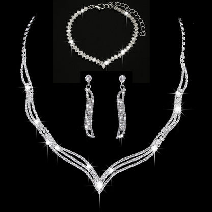 Stunning Rhinestone 3-Piece Jewelry Set for Pakistani Women