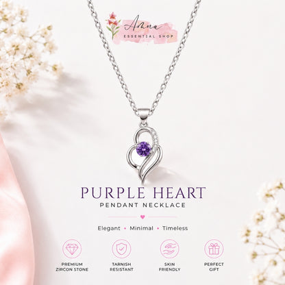 Royal Heart Amethyst Pendant Necklace