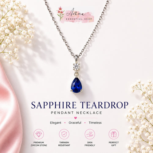 Sapphire Teardrop Pendant Necklace
