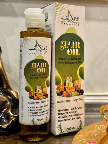 Alif Organics Natural Hair Oil Promotes Growth & Reduces Hair Fall | 200ML