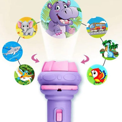 Baby Projector Torch 3cards Cartoon Projection Flashlight Children Early Education Toy(random Color ), 3 Reel In 1 Pack.